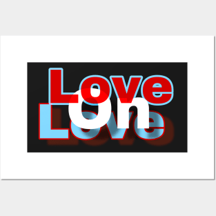 red white blue love on love text Posters and Art